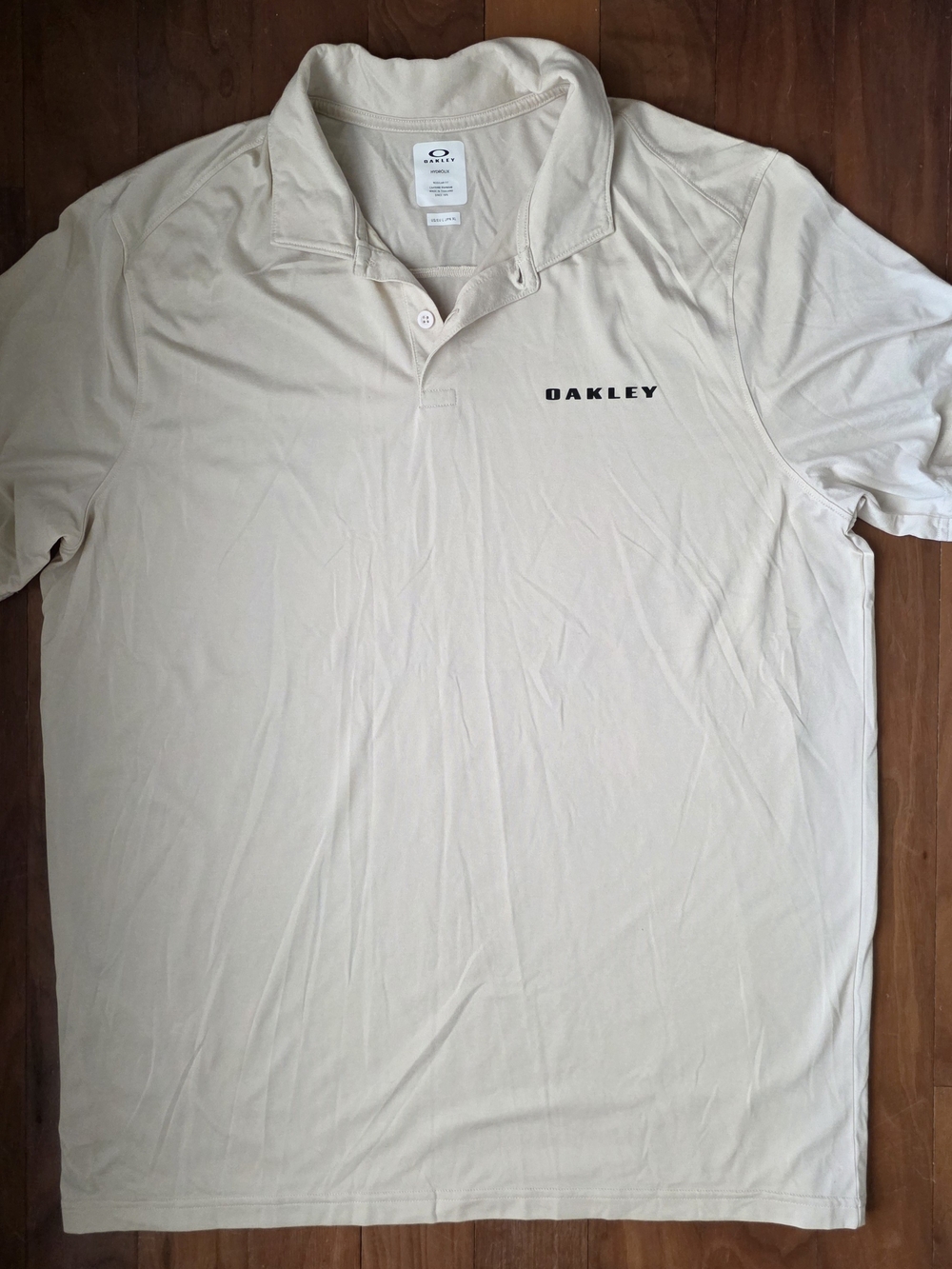 Oakley Men’s Beige Polo with Black Logo- Mens Large